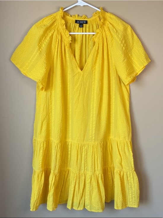 J. Crew Dresses & Skirts - J. Crew Sunny Yellow Tiered V-Neck Dress Size M